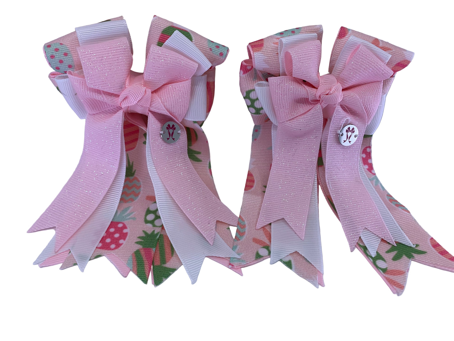 PonyTail Bows 3" Tails PonyTail Bows- Pineapple Fun Pink equestrian team apparel online tack store mobile tack store custom farm apparel custom show stable clothing equestrian lifestyle horse show clothing riding clothes PonyTail Bows | Equestrian Hair Accessories horses equestrian tack store