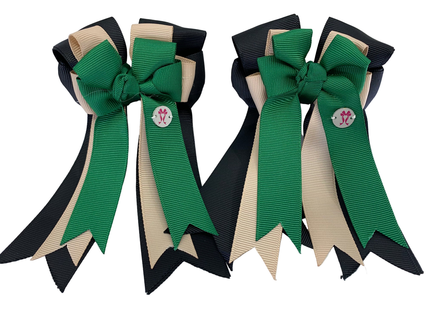 PonyTail Bows 3" Tails PonyTail Bows-  Black/Khaki/Hunter Green equestrian team apparel online tack store mobile tack store custom farm apparel custom show stable clothing equestrian lifestyle horse show clothing riding clothes PonyTail Bows | Equestrian Hair Accessories horses equestrian tack store