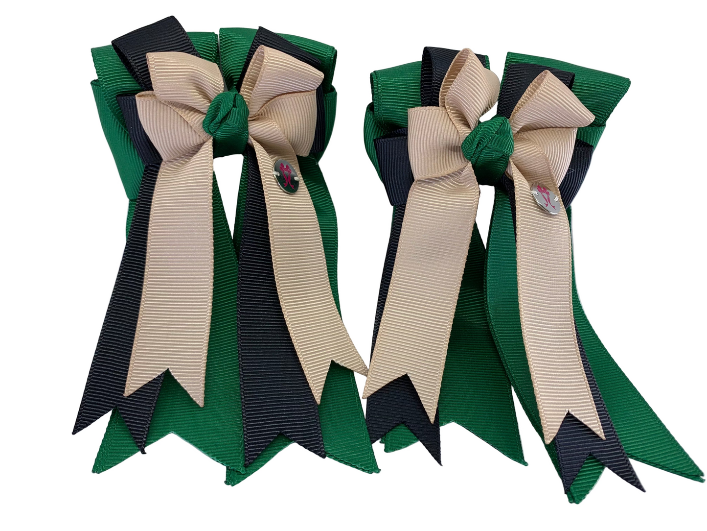PonyTail Bows 3" Tails PonyTail Bows-  Hunter Green/Black/Khaki equestrian team apparel online tack store mobile tack store custom farm apparel custom show stable clothing equestrian lifestyle horse show clothing riding clothes PonyTail Bows | Equestrian Hair Accessories horses equestrian tack store