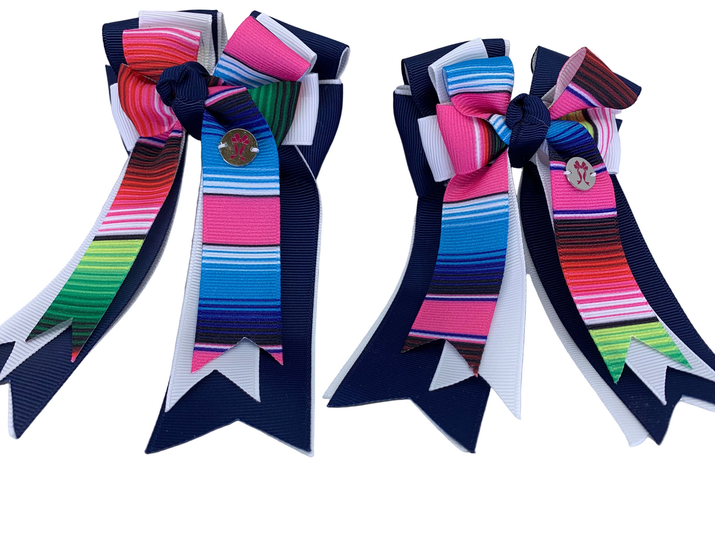 PonyTail Bows 3" Tails PonyTail Bows- Navy White Stripes equestrian team apparel online tack store mobile tack store custom farm apparel custom show stable clothing equestrian lifestyle horse show clothing riding clothes PonyTail Bows | Equestrian Hair Accessories horses equestrian tack store