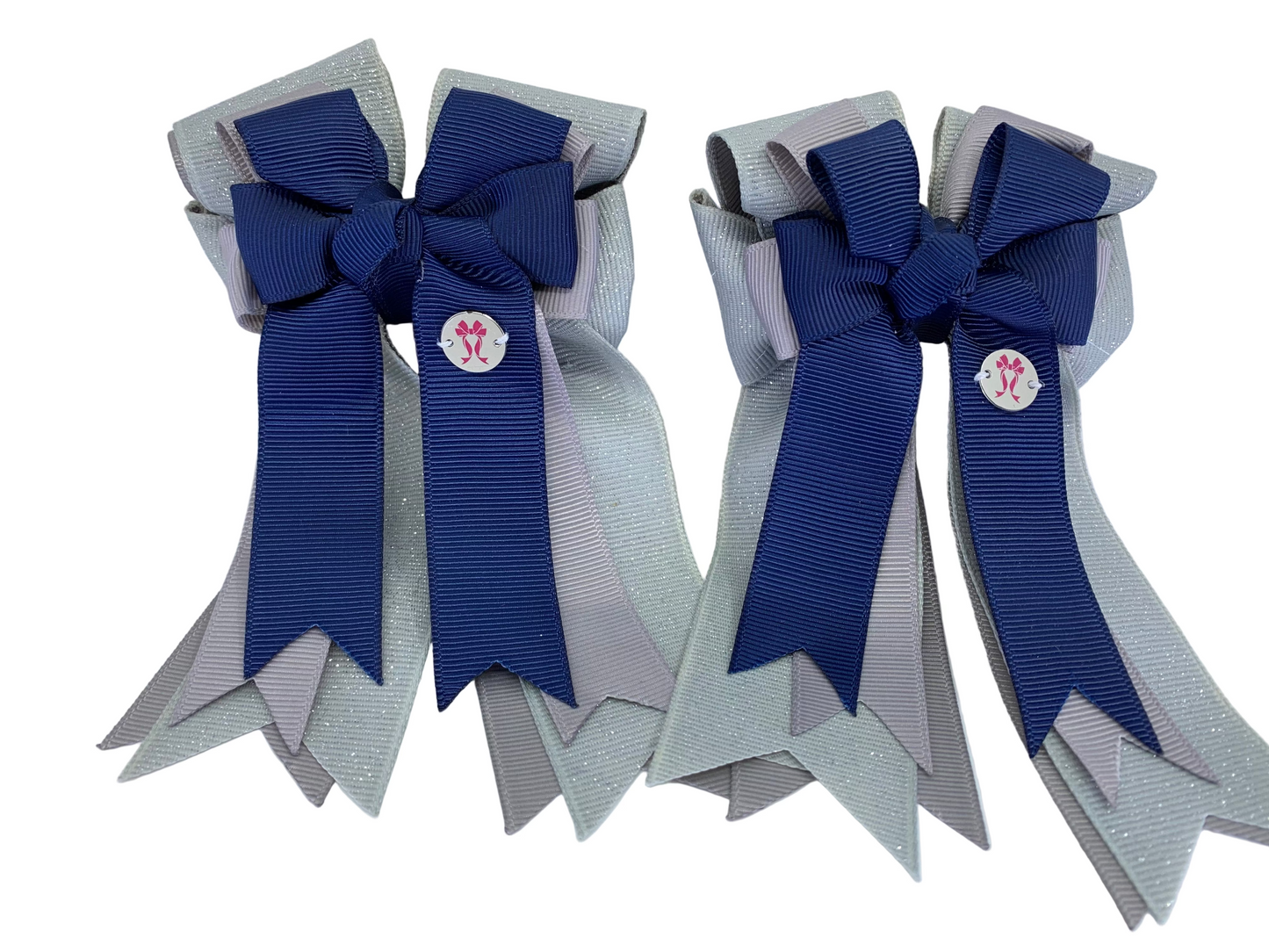 PonyTail Bows 3" Tails PonyTail Bows- Navy Silver Glitter equestrian team apparel online tack store mobile tack store custom farm apparel custom show stable clothing equestrian lifestyle horse show clothing riding clothes PonyTail Bows | Equestrian Hair Accessories horses equestrian tack store