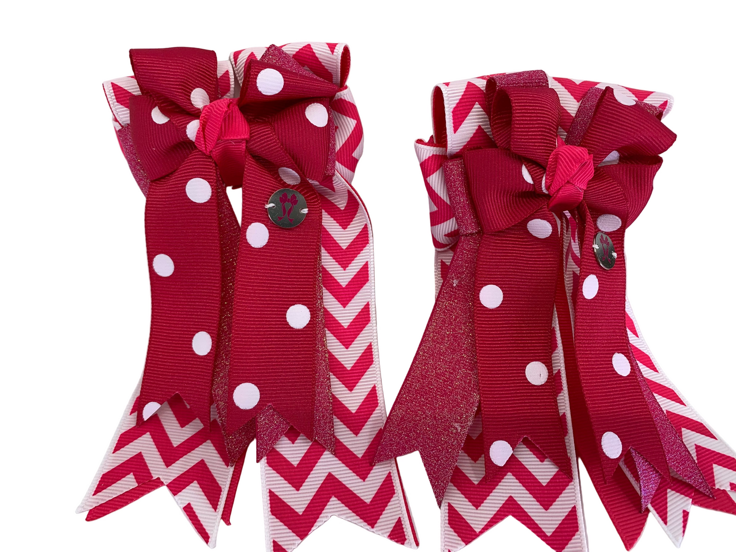 PonyTail Bows 3" Tails PonyTail Bows- Pink Dots/Sparkle/Chevron equestrian team apparel online tack store mobile tack store custom farm apparel custom show stable clothing equestrian lifestyle horse show clothing riding clothes PonyTail Bows | Equestrian Hair Accessories horses equestrian tack store