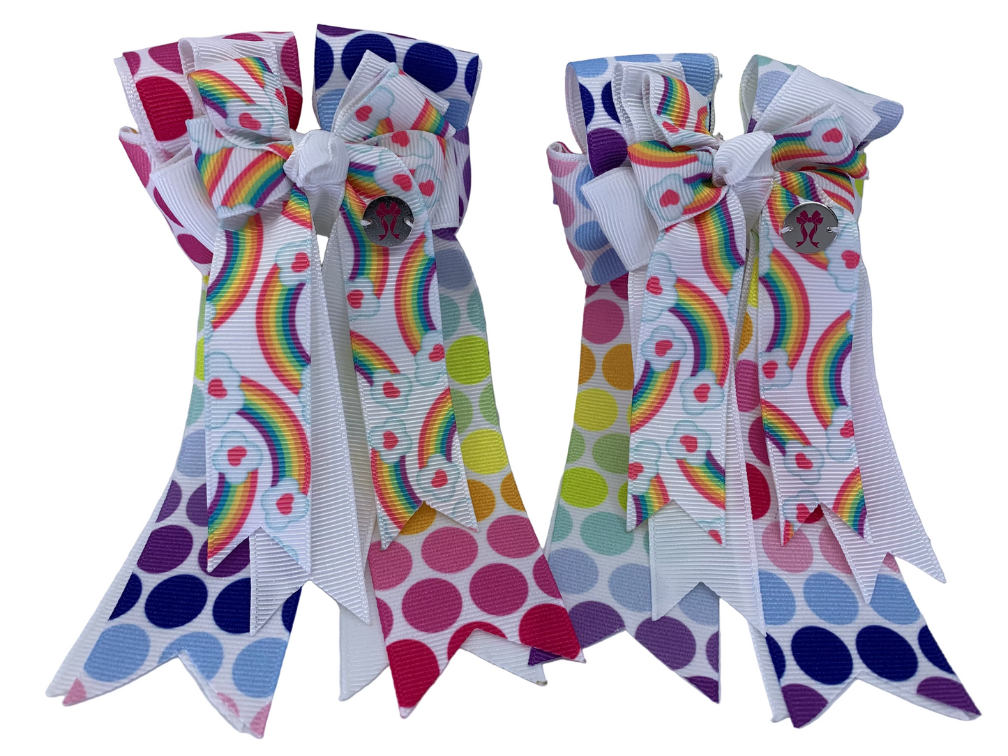 PonyTail Bows 3" Tails PonyTail Bows- Rainbows & Polka Dots equestrian team apparel online tack store mobile tack store custom farm apparel custom show stable clothing equestrian lifestyle horse show clothing riding clothes PonyTail Bows | Equestrian Hair Accessories horses equestrian tack store