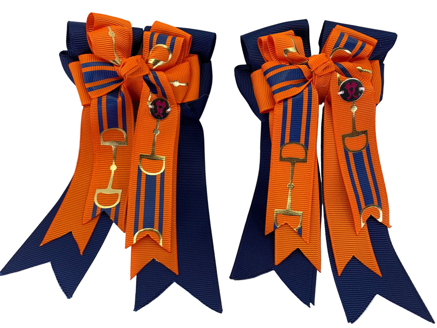 PonyTail Bows 3" Tails PonyTail Bows- Orange Navy Bits equestrian team apparel online tack store mobile tack store custom farm apparel custom show stable clothing equestrian lifestyle horse show clothing riding clothes PonyTail Bows | Equestrian Hair Accessories horses equestrian tack store