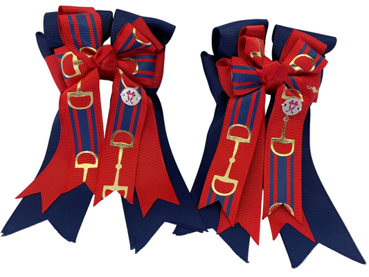PonyTail Bows 3" Tails PonyTail Bows- Navy Red Bits equestrian team apparel online tack store mobile tack store custom farm apparel custom show stable clothing equestrian lifestyle horse show clothing riding clothes PonyTail Bows | Equestrian Hair Accessories horses equestrian tack store