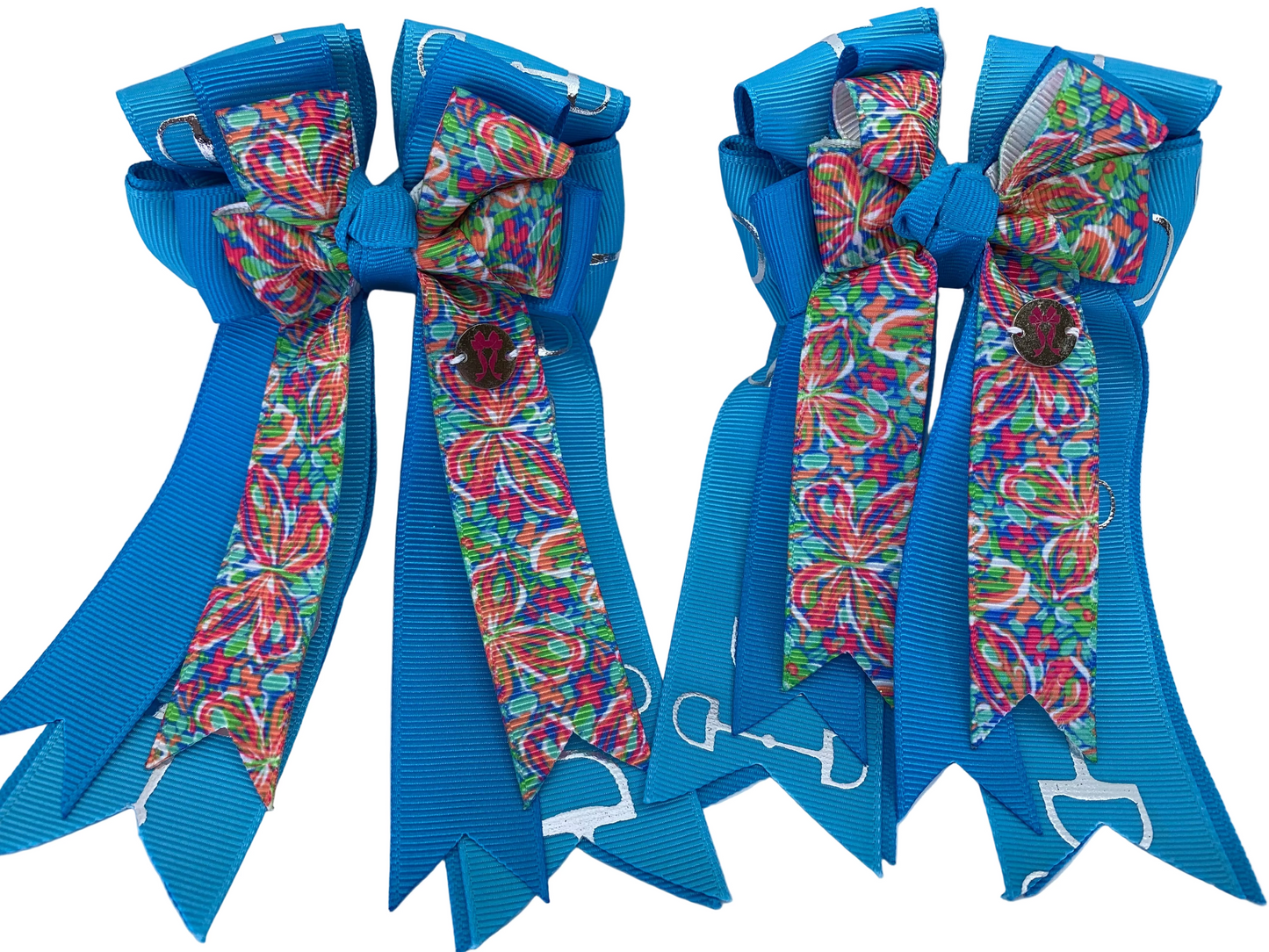 PonyTail Bows 3" Tails PonyTail Bows- Turquoise Butterfly Bits equestrian team apparel online tack store mobile tack store custom farm apparel custom show stable clothing equestrian lifestyle horse show clothing riding clothes PonyTail Bows | Equestrian Hair Accessories horses equestrian tack store