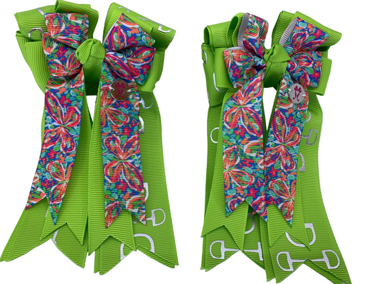 PonyTail Bows 3" Tails PonyTail Bows- Lime Green Butterfly Bits equestrian team apparel online tack store mobile tack store custom farm apparel custom show stable clothing equestrian lifestyle horse show clothing riding clothes PonyTail Bows | Equestrian Hair Accessories horses equestrian tack store