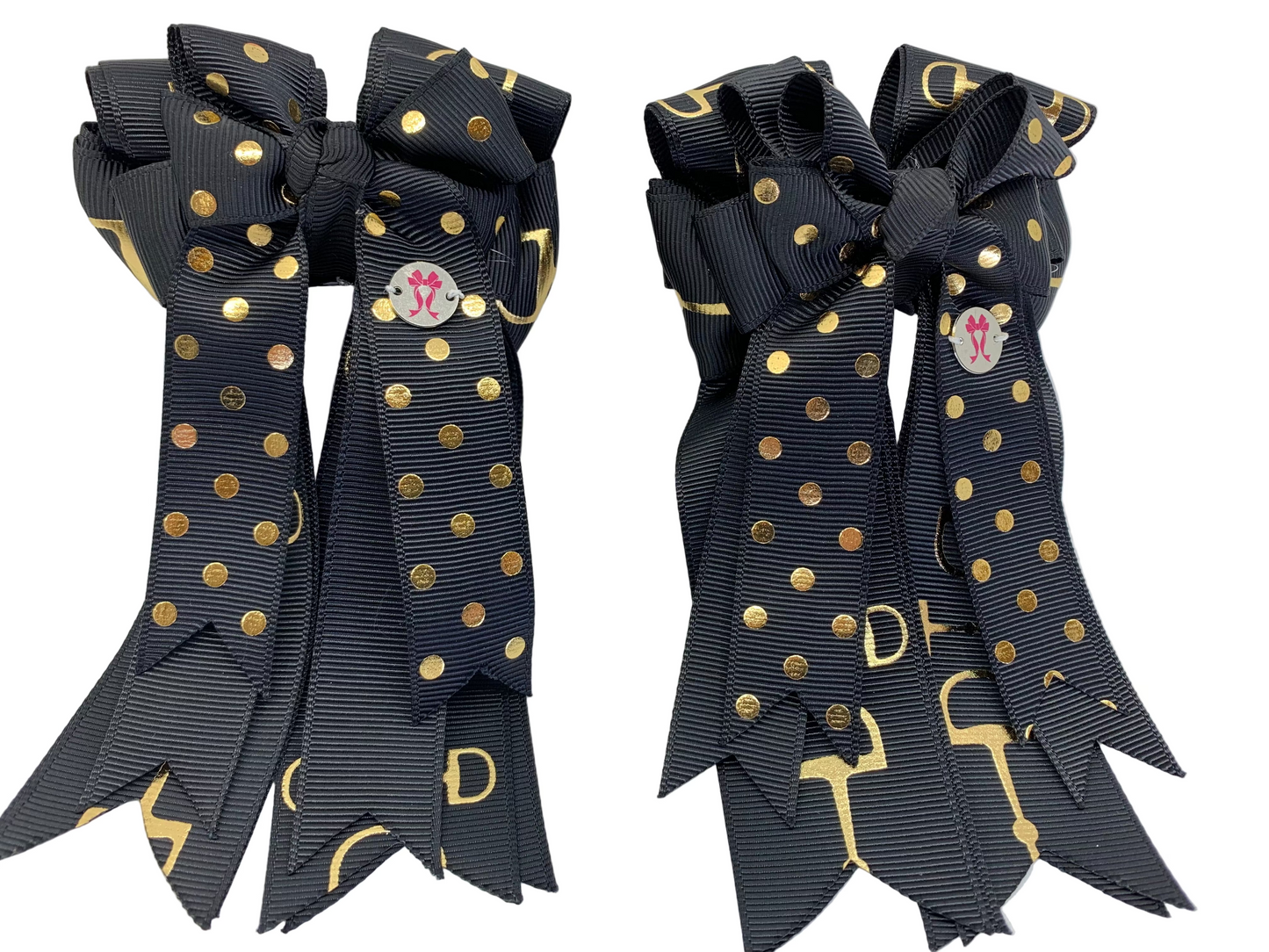 PonyTail Bows 3" Tails PonyTail Bows- Black/Gold Bits equestrian team apparel online tack store mobile tack store custom farm apparel custom show stable clothing equestrian lifestyle horse show clothing riding clothes PonyTail Bows | Equestrian Hair Accessories horses equestrian tack store