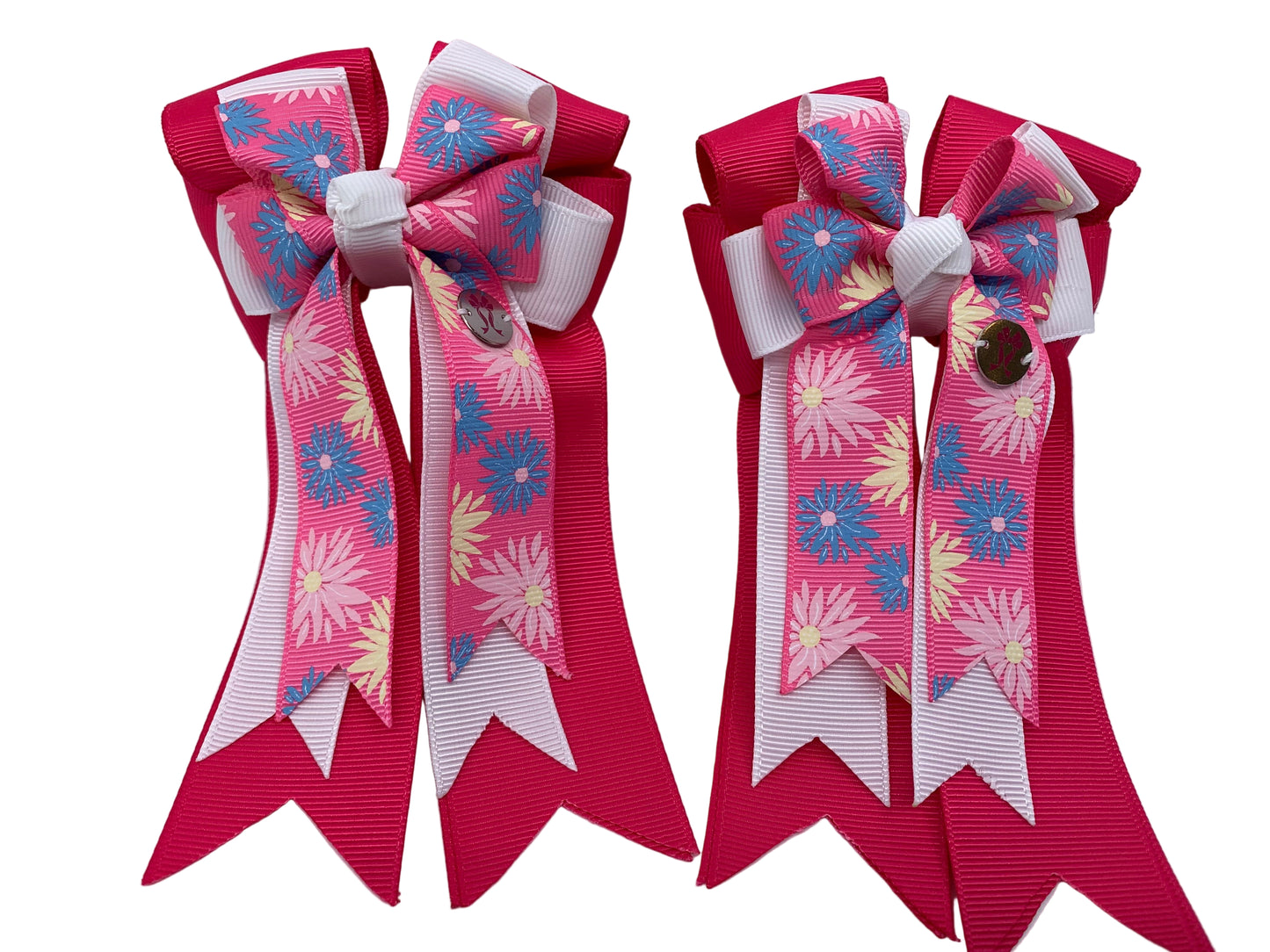 PonyTail Bows 3" Tails PonyTail Bows- Hot Pink Spring Flowers equestrian team apparel online tack store mobile tack store custom farm apparel custom show stable clothing equestrian lifestyle horse show clothing riding clothes PonyTail Bows | Equestrian Hair Accessories horses equestrian tack store
