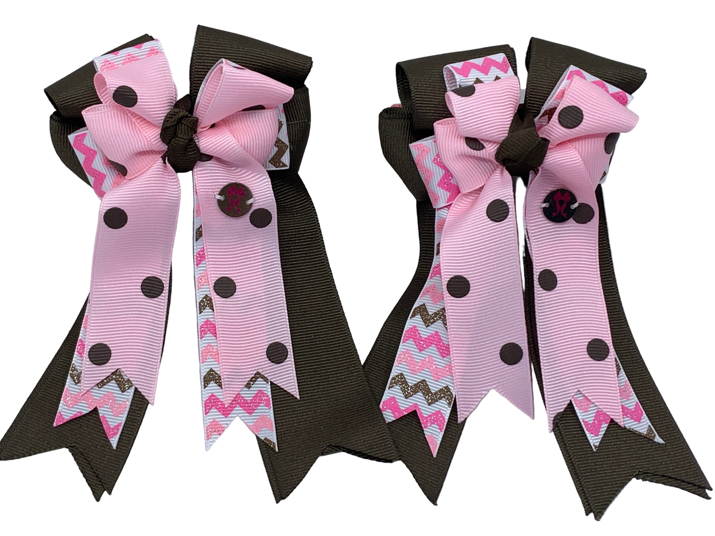 PonyTail Bows 3" Tails PonyTail Bows- Java/Pink Chevron equestrian team apparel online tack store mobile tack store custom farm apparel custom show stable clothing equestrian lifestyle horse show clothing riding clothes PonyTail Bows | Equestrian Hair Accessories horses equestrian tack store