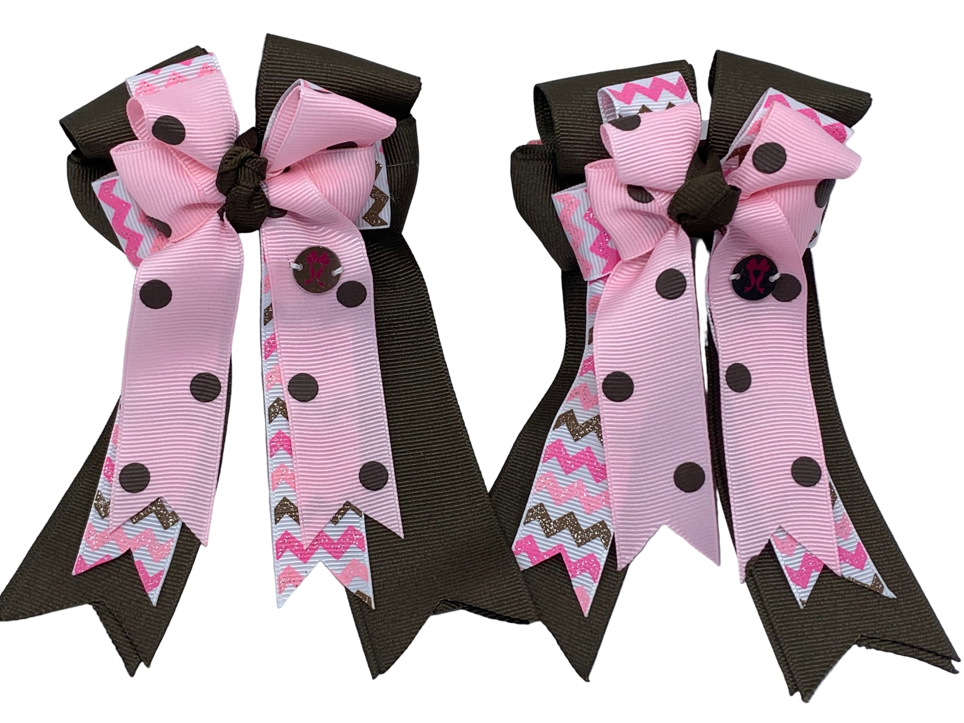 PonyTail Bows 3" Tails PonyTail Bows- Java/Pink Chevron equestrian team apparel online tack store mobile tack store custom farm apparel custom show stable clothing equestrian lifestyle horse show clothing riding clothes PonyTail Bows | Equestrian Hair Accessories horses equestrian tack store