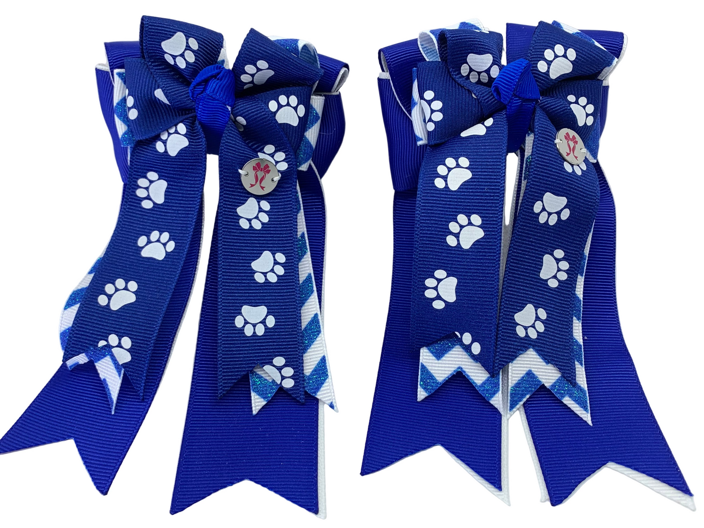 PonyTail Bows 3" Tails PonyTail Bows- Royal Paws/Chevron equestrian team apparel online tack store mobile tack store custom farm apparel custom show stable clothing equestrian lifestyle horse show clothing riding clothes PonyTail Bows | Equestrian Hair Accessories horses equestrian tack store