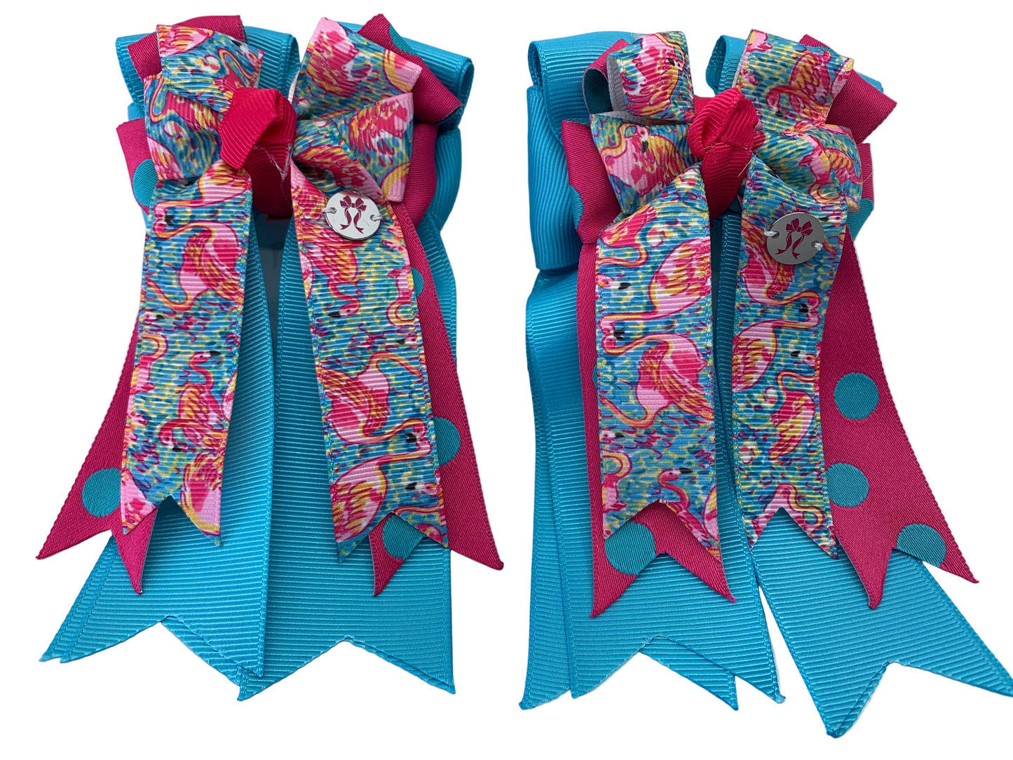 PonyTail Bows 3" Tails PonyTail Bows- Fountain Blue Flamingo equestrian team apparel online tack store mobile tack store custom farm apparel custom show stable clothing equestrian lifestyle horse show clothing riding clothes PonyTail Bows | Equestrian Hair Accessories horses equestrian tack store
