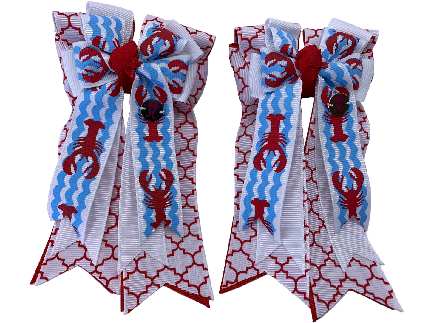 PonyTail Bows 3" Tails PonyTail Bows- Red Motif Lobster equestrian team apparel online tack store mobile tack store custom farm apparel custom show stable clothing equestrian lifestyle horse show clothing riding clothes PonyTail Bows | Equestrian Hair Accessories horses equestrian tack store
