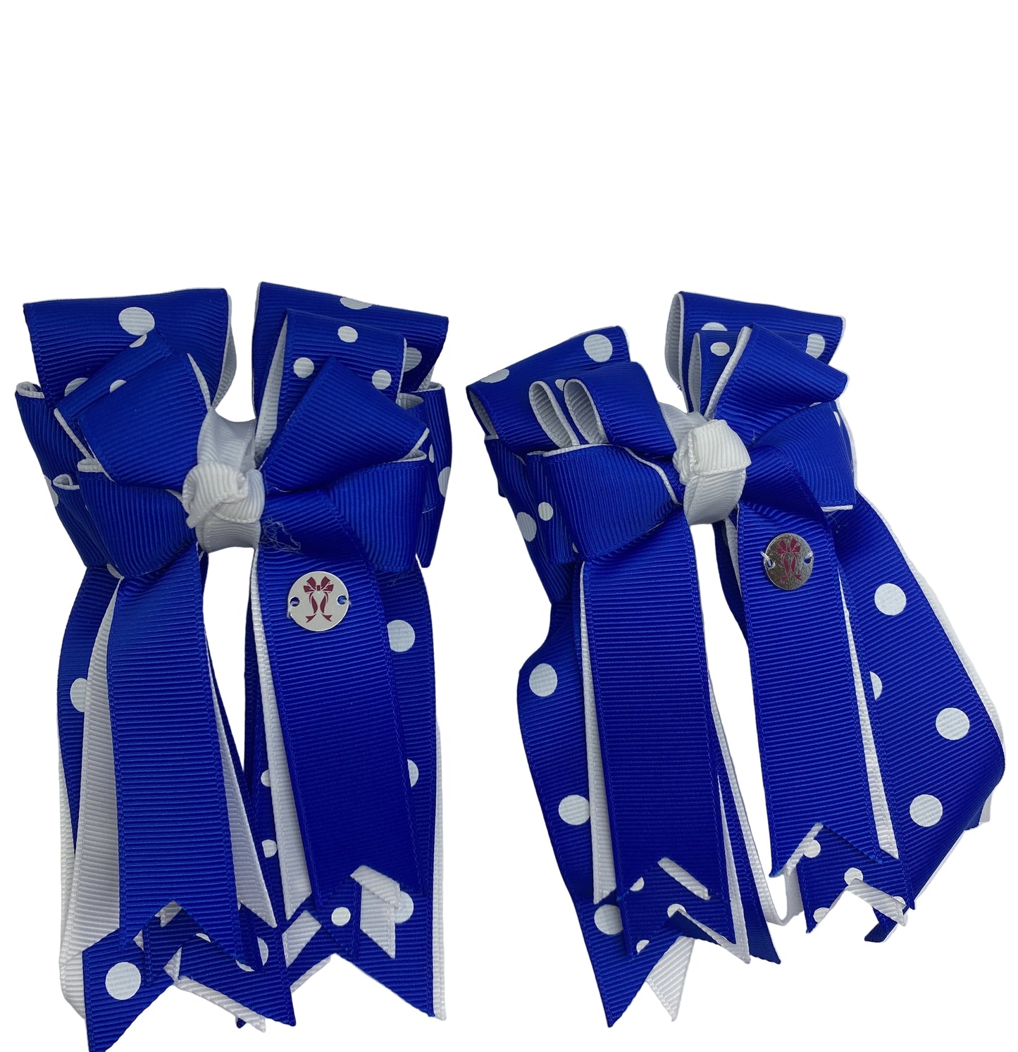 PonyTail Bows 3" Tails Royal Polka Dot PonyTail Bows equestrian team apparel online tack store mobile tack store custom farm apparel custom show stable clothing equestrian lifestyle horse show clothing riding clothes Abbie Horse Show Bows | PonyTail Bows | Equestrian Hair Accessories horses equestrian tack store