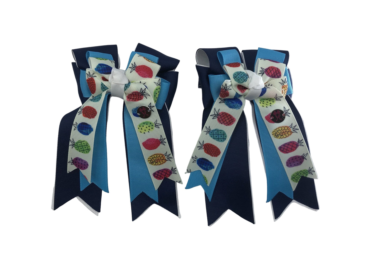 PonyTail Bows 3" Tails Pineapple Blue PonyTail Bows equestrian team apparel online tack store mobile tack store custom farm apparel custom show stable clothing equestrian lifestyle horse show clothing riding clothes PonyTail Bows | Equestrian Hair Accessories horses equestrian tack store