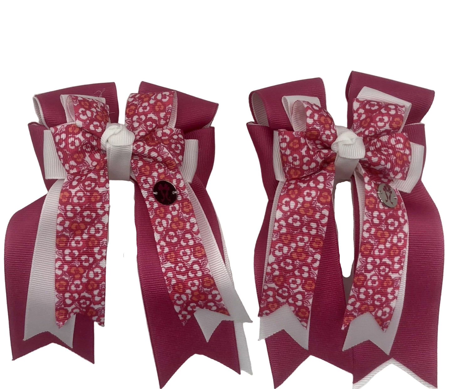 PonyTail Bows 3" Tails Pink Flowers White PonyTail Bows equestrian team apparel online tack store mobile tack store custom farm apparel custom show stable clothing equestrian lifestyle horse show clothing riding clothes PonyTail Bows | Equestrian Hair Accessories horses equestrian tack store
