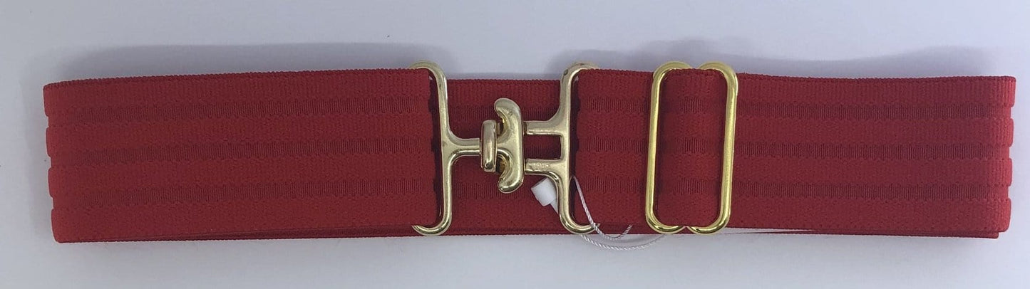 Blue Ribbon Belts Belts Gold T Buckle Red Tone-on-Tone 1.5 Inch Stretch Belt equestrian team apparel online tack store mobile tack store custom farm apparel custom show stable clothing equestrian lifestyle horse show clothing riding clothes horses equestrian tack store