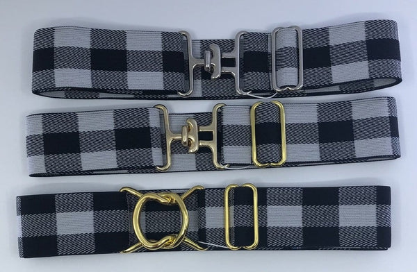 Blue Ribbon- 1.5 Red/Green Plaid Belt Gold T Buckle