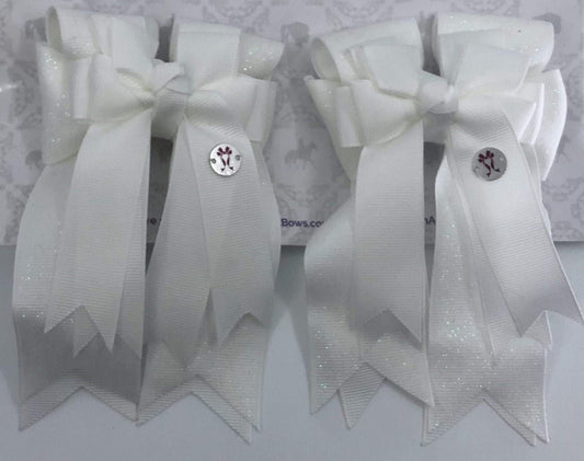 PonyTail Bows 3" Tails White Solid PonyTail Bows equestrian team apparel online tack store mobile tack store custom farm apparel custom show stable clothing equestrian lifestyle horse show clothing riding clothes PonyTail Bows | Equestrian Hair Accessories horses equestrian tack store