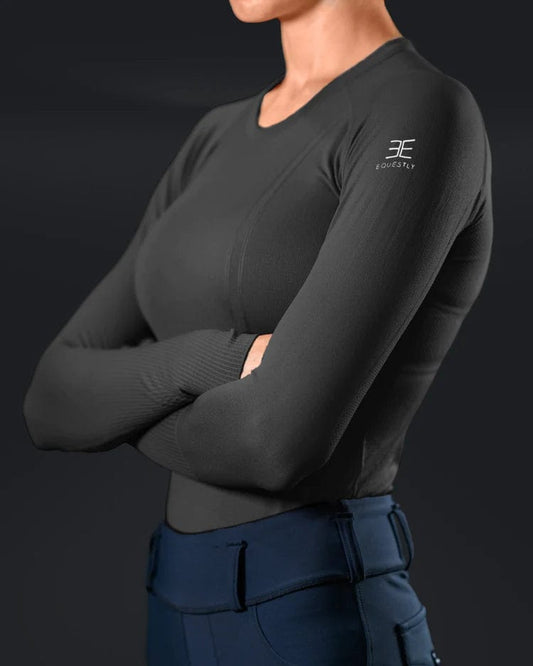 Equestly Women's Shirt Equestly Lux Seamless Top LS - Black equestrian team apparel online tack store mobile tack store custom farm apparel custom show stable clothing equestrian lifestyle horse show clothing riding clothes horses equestrian tack store