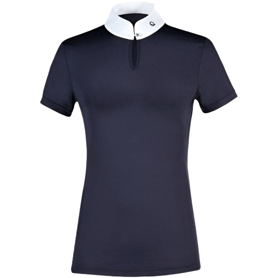 EQODE By Equiline Coats & Jackets Blue / XS EQODE by Equiline WOMEN'S SHORT SLEEVE SHOW SHIRT KEYHOLE COLLAR equestrian team apparel online tack store mobile tack store custom farm apparel custom show stable clothing equestrian lifestyle horse show clothing riding clothes horses equestrian tack store