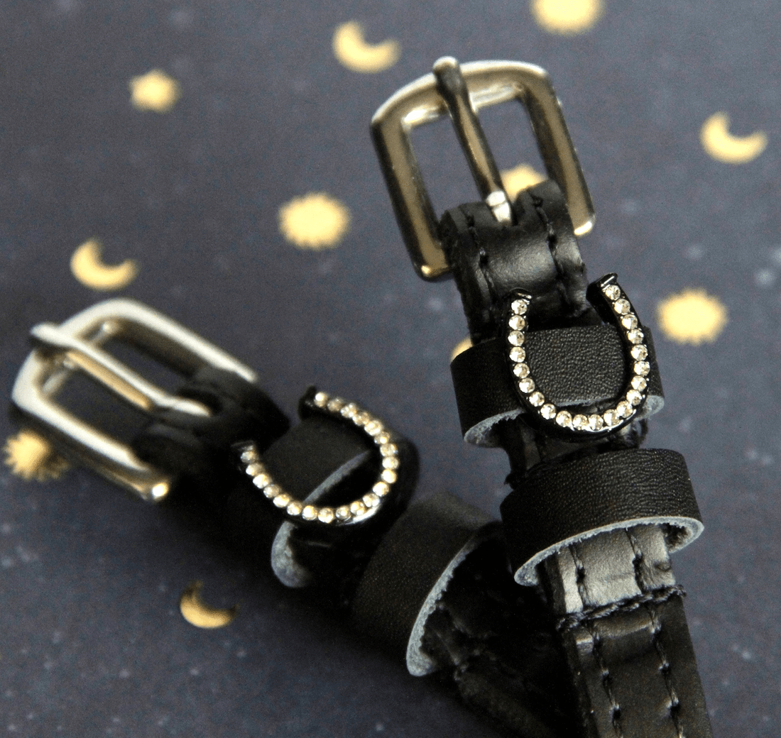 ManeJane Spur Straps Horse Shoe Bling Spur Straps equestrian team apparel online tack store mobile tack store custom farm apparel custom show stable clothing equestrian lifestyle horse show clothing riding clothes ManeJane Shoe Time Spur Straps horses equestrian tack store