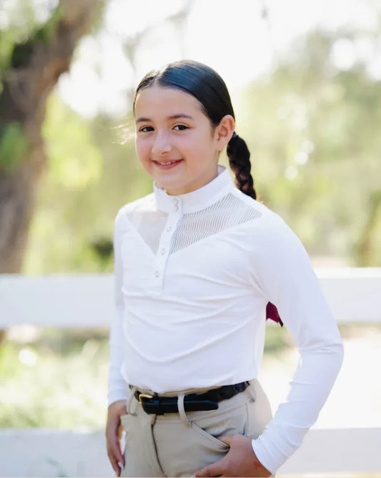 Barn Babe Equestrian Kid's Show Shirt White / XS Barn Babe Equestrian- Youth Show Shirts equestrian team apparel online tack store mobile tack store custom farm apparel custom show stable clothing equestrian lifestyle horse show clothing riding clothes Barn Babe Equestrian- Youth Show Shirts horses equestrian tack store