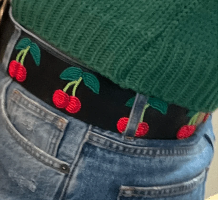 Zinj Designs Belt Cherries Belt- 1.75" Beaded Assorted Designs XXS equestrian team apparel online tack store mobile tack store custom farm apparel custom show stable clothing equestrian lifestyle horse show clothing riding clothes Belt- 1.75" Beaded Assorted Designs XXS horses equestrian tack store