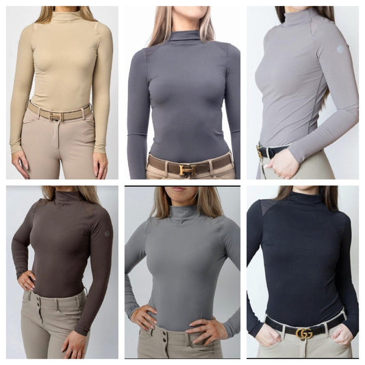 TKEQ Long Sleeve Tech Shirt TKEQ- Chloe High Collar Tech Top equestrian team apparel online tack store mobile tack store custom farm apparel custom show stable clothing equestrian lifestyle horse show clothing riding clothes TKEQ- Chloe High Collar Tech Top horses equestrian tack store