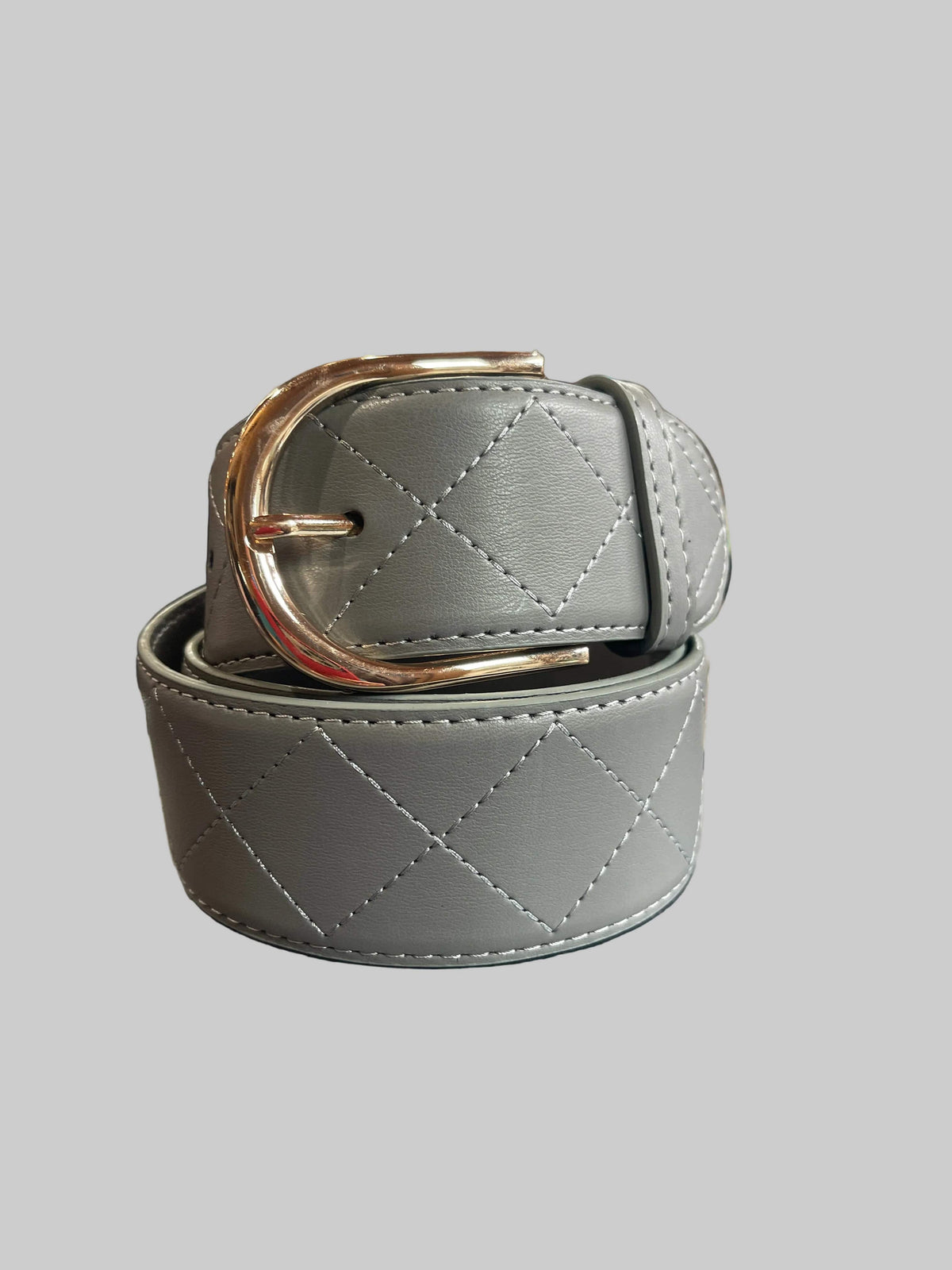 Mane Street Belt Grey/Gold Buckle / XXS Mane Street- Quilted Leather Belts equestrian team apparel online tack store mobile tack store custom farm apparel custom show stable clothing equestrian lifestyle horse show clothing riding clothes Mane Street- Quilted Leather Belts horses equestrian tack store