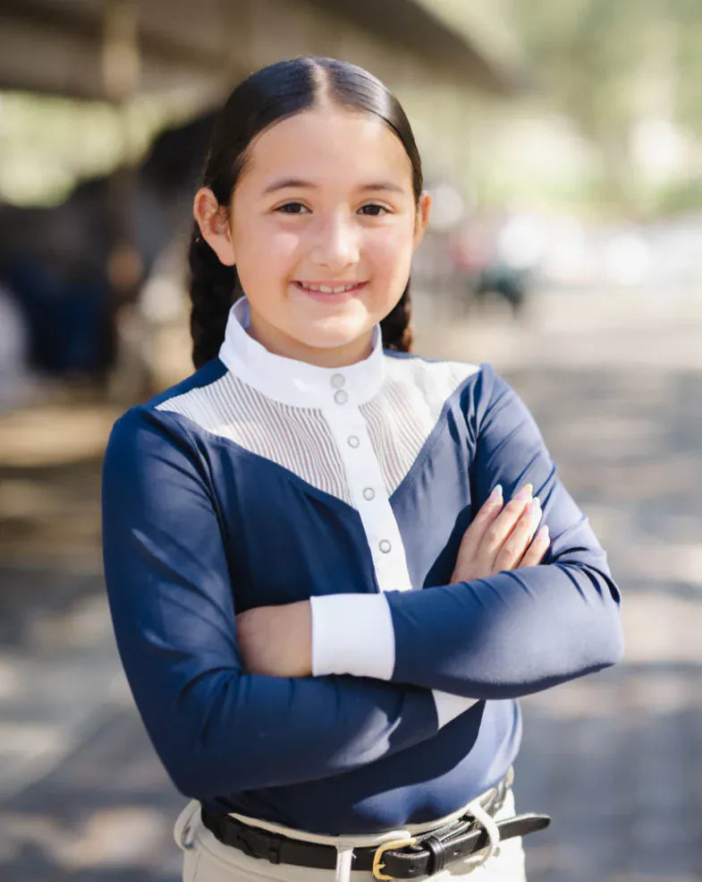 Barn Babe Equestrian Kid's Show Shirt Navy / XS Barn Babe Equestrian- Youth Show Shirts equestrian team apparel online tack store mobile tack store custom farm apparel custom show stable clothing equestrian lifestyle horse show clothing riding clothes Barn Babe Equestrian- Youth Show Shirts horses equestrian tack store