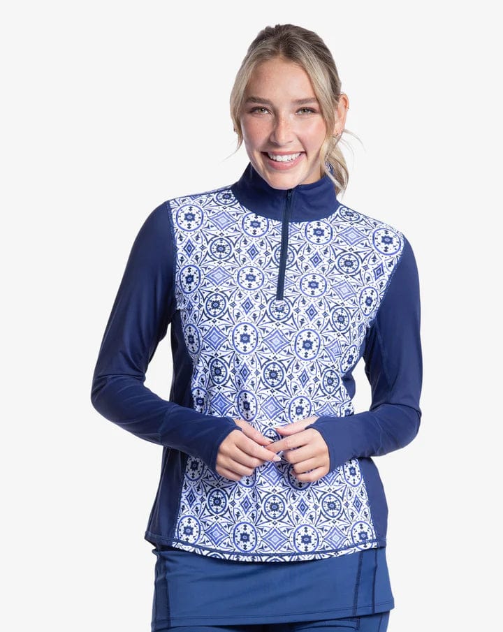 BloqUV Sunshirt Moroccan Tiles / XS BloqUV- Relaxed Mock Zip Top Patterns equestrian team apparel online tack store mobile tack store custom farm apparel custom show stable clothing equestrian lifestyle horse show clothing riding clothes horses equestrian tack store