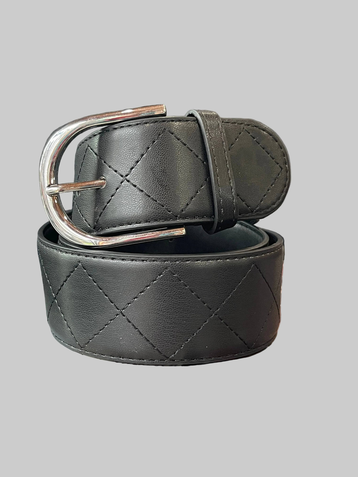 Mane Street Belt Black/Silver Buckle / XXS Mane Street- Quilted Leather Belts equestrian team apparel online tack store mobile tack store custom farm apparel custom show stable clothing equestrian lifestyle horse show clothing riding clothes Mane Street- Quilted Leather Belts horses equestrian tack store