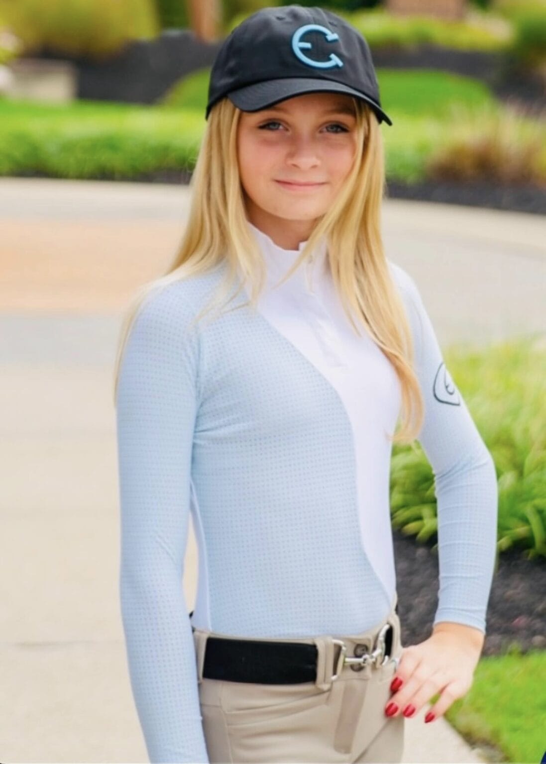 EquestrianClub Kid's Show Shirt White/Blue / XXS EquestrianClub- Lil Lenna Show Top (Youth) equestrian team apparel online tack store mobile tack store custom farm apparel custom show stable clothing equestrian lifestyle horse show clothing riding clothes EquestrianClub- Lil Lenna Show Top (Youth) horses equestrian tack store