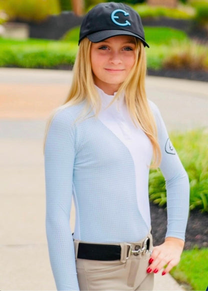 EquestrianClub Kid's Show Shirt White/Blue / XXS EquestrianClub- Lil Lenna Show Top (Youth) equestrian team apparel online tack store mobile tack store custom farm apparel custom show stable clothing equestrian lifestyle horse show clothing riding clothes EquestrianClub- Lil Lenna Show Top (Youth) horses equestrian tack store