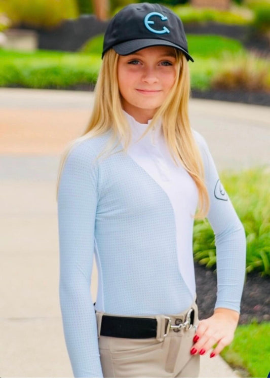 EquestrianClub Kid's Show Shirt White/Blue / XXS EquestrianClub- Lil Lenna Show Top (Youth) equestrian team apparel online tack store mobile tack store custom farm apparel custom show stable clothing equestrian lifestyle horse show clothing riding clothes EquestrianClub- Lil Lenna Show Top (Youth) horses equestrian tack store