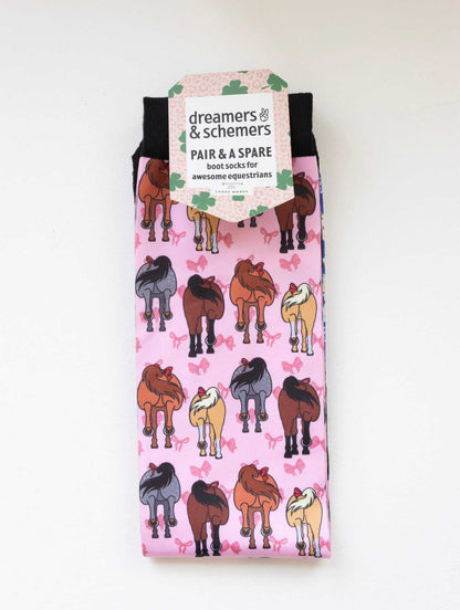 dreamers & schemers Boot Socks Dreamers & Schemers- Red Ribbon Girlies equestrian team apparel online tack store mobile tack store custom farm apparel custom show stable clothing equestrian lifestyle horse show clothing riding clothes Dreamers & Schemers- Red Ribbon Girlies horses equestrian tack store
