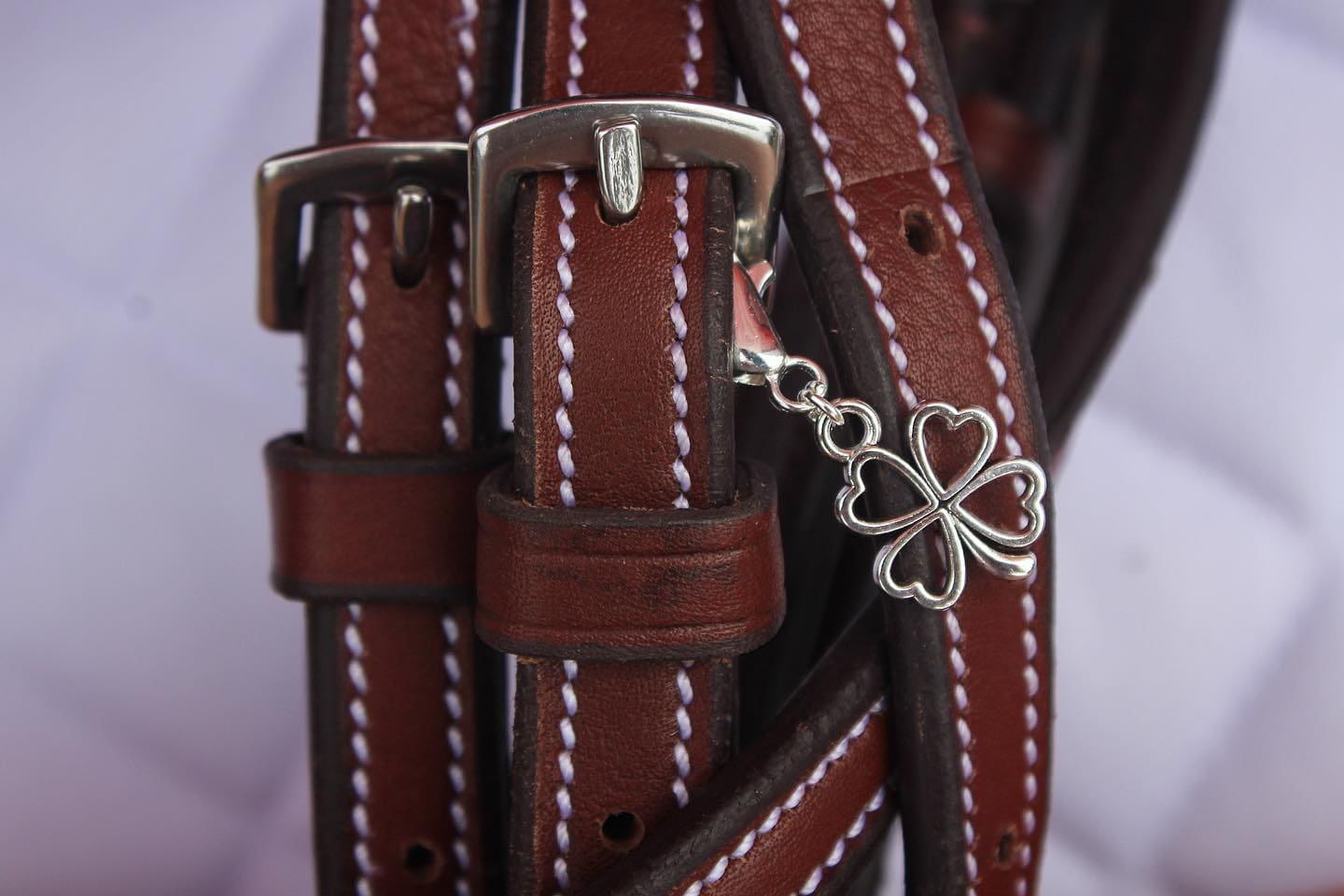 Fina's Lucky Charm charm Silver Clover Outline Fina's Lucky Charm equestrian team apparel online tack store mobile tack store custom farm apparel custom show stable clothing equestrian lifestyle horse show clothing riding clothes horses equestrian tack store