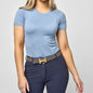 TKEQ Women's Casual Shirt XS/S TKEQ- Kennedy Seamless Short Sleeve Shirt- (Denim) equestrian team apparel online tack store mobile tack store custom farm apparel custom show stable clothing equestrian lifestyle horse show clothing riding clothes TKEQ- Kennedy Seamless Short Sleeve Shirt- (Denim) horses equestrian tack store