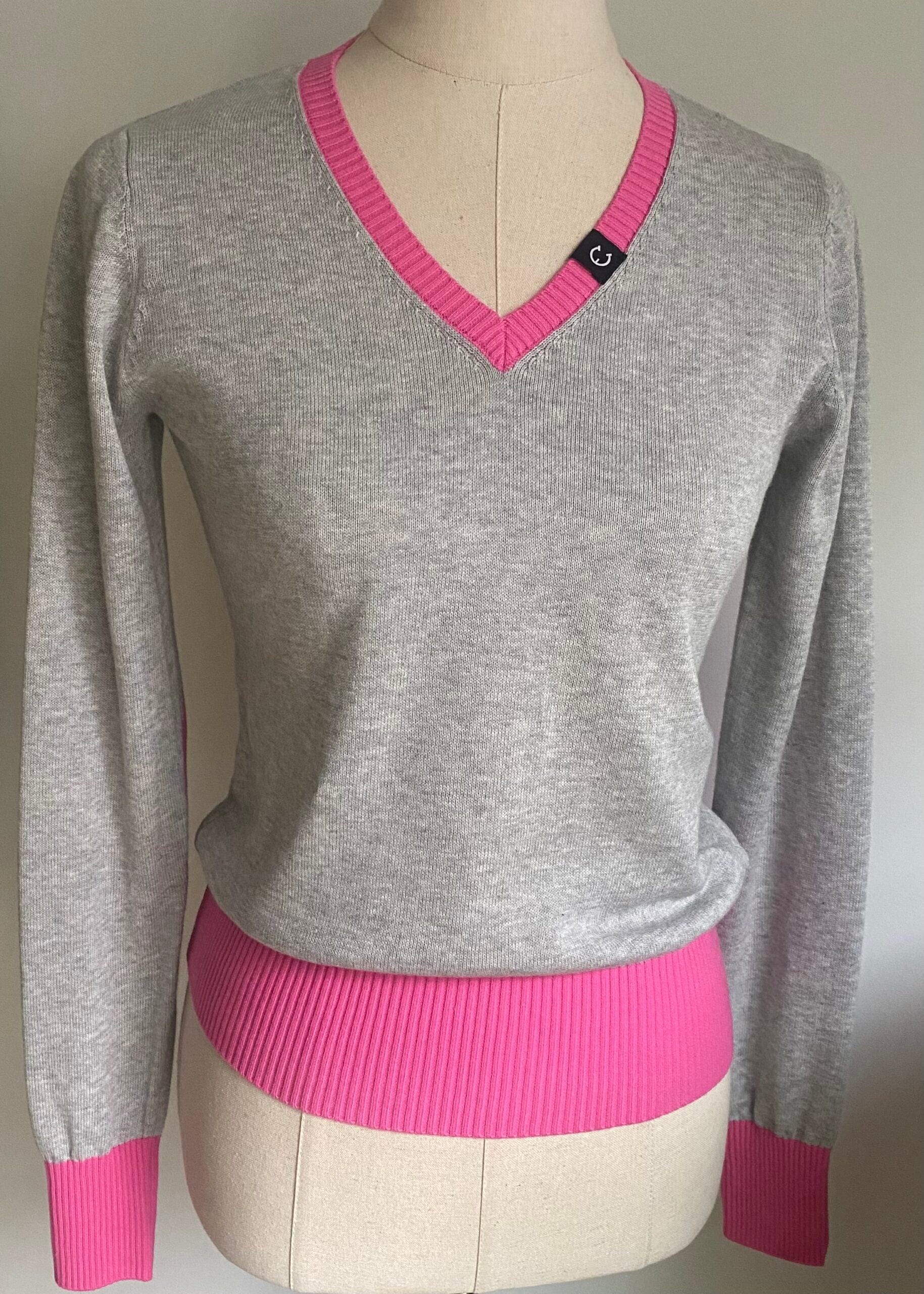 EquestrianClub sweater Grey/Pink / XS EquestrianClub- V Neck Sweater equestrian team apparel online tack store mobile tack store custom farm apparel custom show stable clothing equestrian lifestyle horse show clothing riding clothes horses equestrian tack store