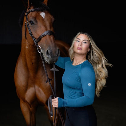 TKEQ Women's Casual Shirt TKEQ- Kennedy Seamless Long Sleeve Shirt (Gulf Stream) equestrian team apparel online tack store mobile tack store custom farm apparel custom show stable clothing equestrian lifestyle horse show clothing riding clothes horses equestrian tack store