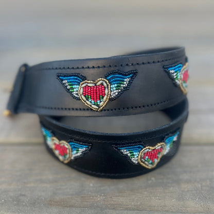 Zinj Designs Belt Heart w/Wings Belt- 1.75" Beaded Assorted Designs XXS equestrian team apparel online tack store mobile tack store custom farm apparel custom show stable clothing equestrian lifestyle horse show clothing riding clothes Belt- 1.75" Beaded Assorted Designs XXS horses equestrian tack store