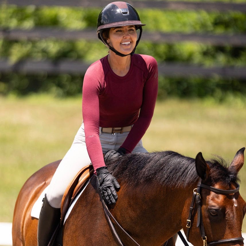 TKEQ Women's Casual Shirt TKEQ- Kennedy Seamless Long Sleeve Shirt 2.0 (Rich Burgundy) equestrian team apparel online tack store mobile tack store custom farm apparel custom show stable clothing equestrian lifestyle horse show clothing riding clothes TKEQ- Kennedy Seamless Long Sleeve Shirt 2.0 (Rich Burgundy) horses equestrian tack store