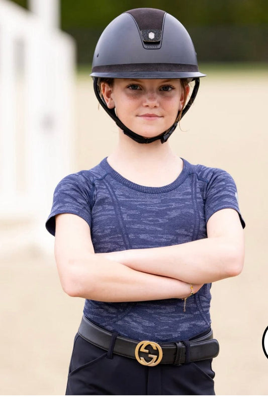 TKEQ Youth Shirt TKEQ- Kennedy Seamless Short Sleeve Shirt- Mini (Navy Camo) equestrian team apparel online tack store mobile tack store custom farm apparel custom show stable clothing equestrian lifestyle horse show clothing riding clothes TKEQ- Kennedy Seamless Short Sleeve Shirt- Mini (Navy Camo) horses equestrian tack store