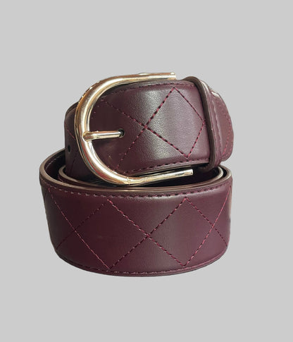 Mane Street Belt Burgundy/Gold Buckle / XXS Mane Street- Quilted Leather Belts equestrian team apparel online tack store mobile tack store custom farm apparel custom show stable clothing equestrian lifestyle horse show clothing riding clothes Mane Street- Quilted Leather Belts horses equestrian tack store