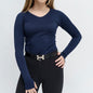 TKEQ Women's Casual Shirt XS/S TKEQ- Kennedy Seamless Long Sleeve  V Neck (Navy) equestrian team apparel online tack store mobile tack store custom farm apparel custom show stable clothing equestrian lifestyle horse show clothing riding clothes TKEQ- Kennedy Seamless Long Sleeve  V Neck (Navy) horses equestrian tack store