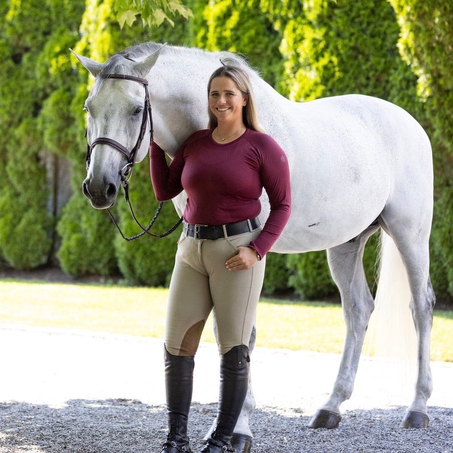 TKEQ Women's Casual Shirt TKEQ- Kennedy Seamless Long Sleeve Shirt 2.0 (Rich Burgundy) equestrian team apparel online tack store mobile tack store custom farm apparel custom show stable clothing equestrian lifestyle horse show clothing riding clothes TKEQ- Kennedy Seamless Long Sleeve Shirt 2.0 (Rich Burgundy) horses equestrian tack store