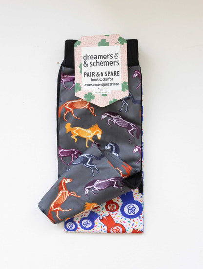 dreamers & schemers Boot Socks Dreamers & Schemers- The Pony Island (Skeletons) equestrian team apparel online tack store mobile tack store custom farm apparel custom show stable clothing equestrian lifestyle horse show clothing riding clothes Dreamers & Schemers- The Pony Island (Skeletons) horses equestrian tack store