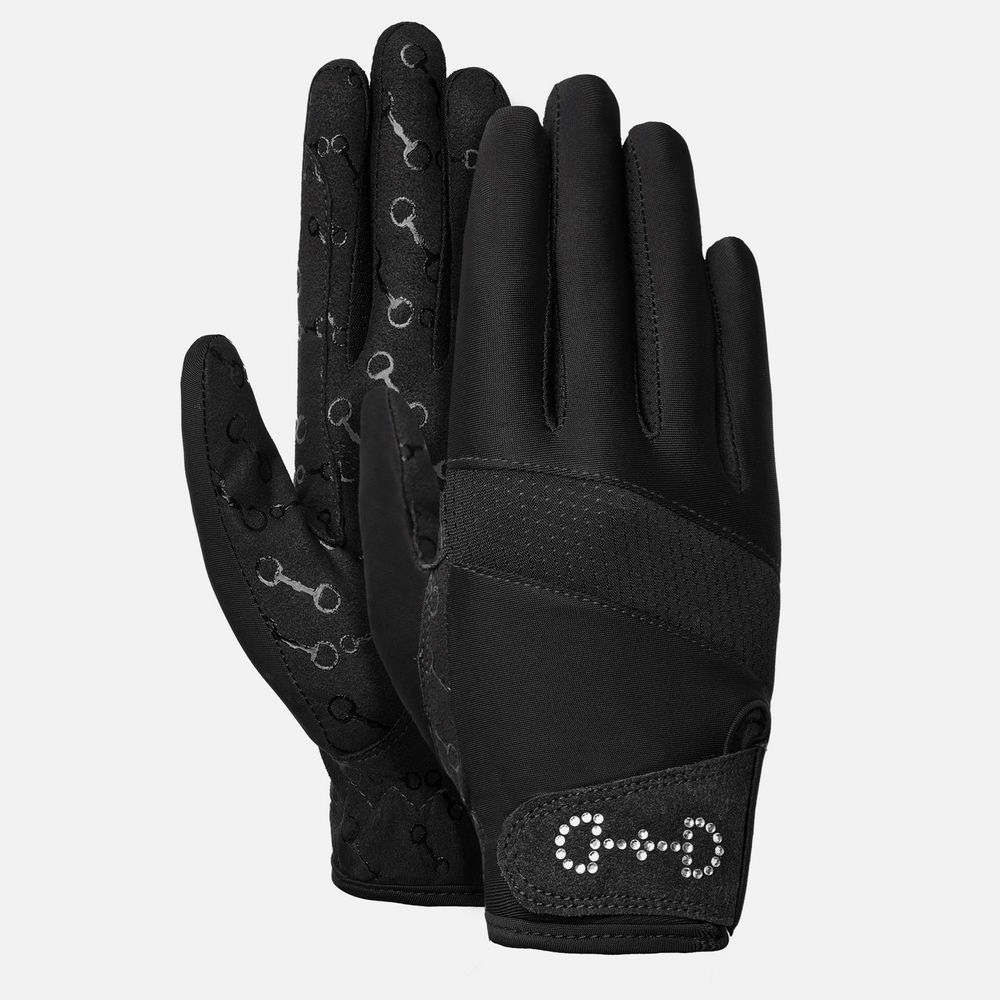 Horze Gloves Horze- Riding Gloves- Black -Arielle - Crystal Bit equestrian team apparel online tack store mobile tack store custom farm apparel custom show stable clothing equestrian lifestyle horse show clothing riding clothes horses equestrian tack store
